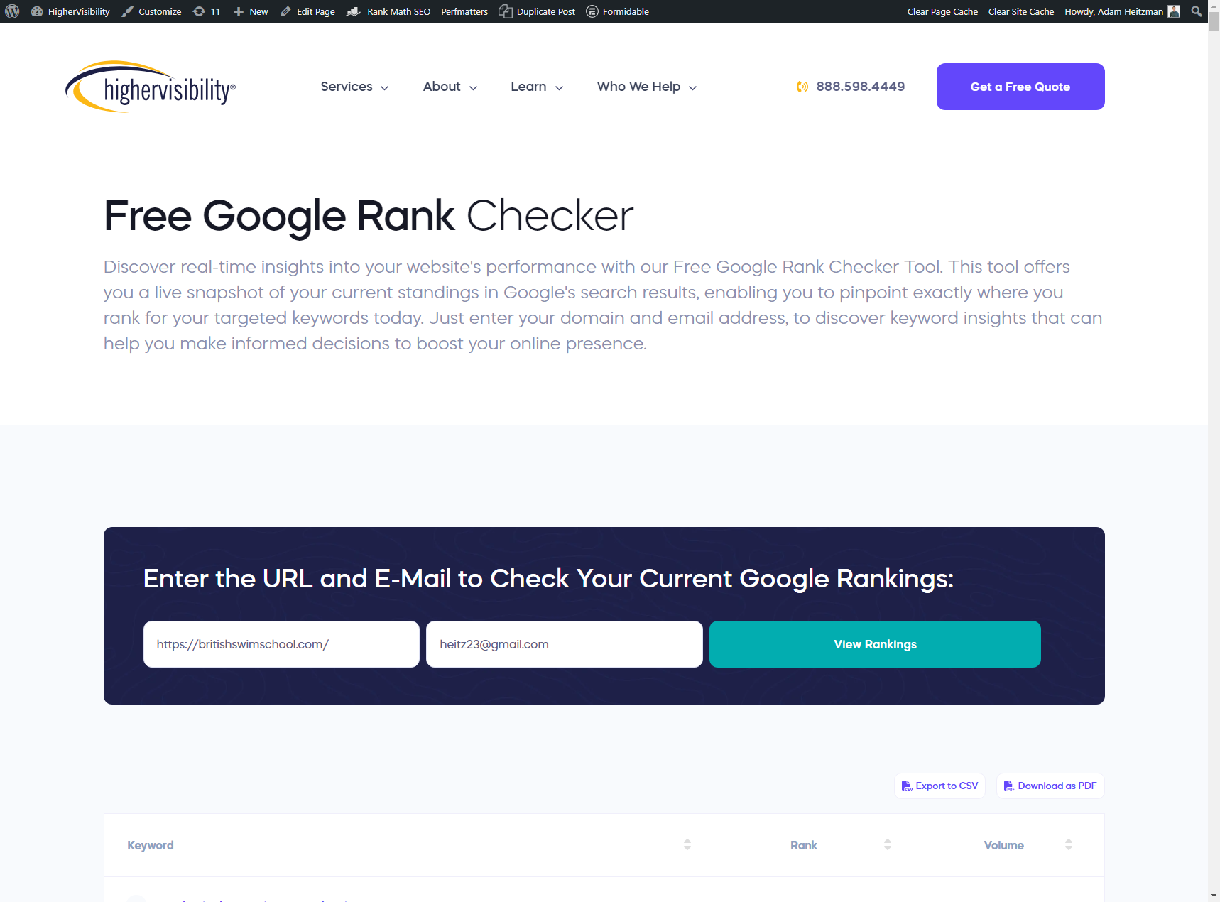 website page ranking tool