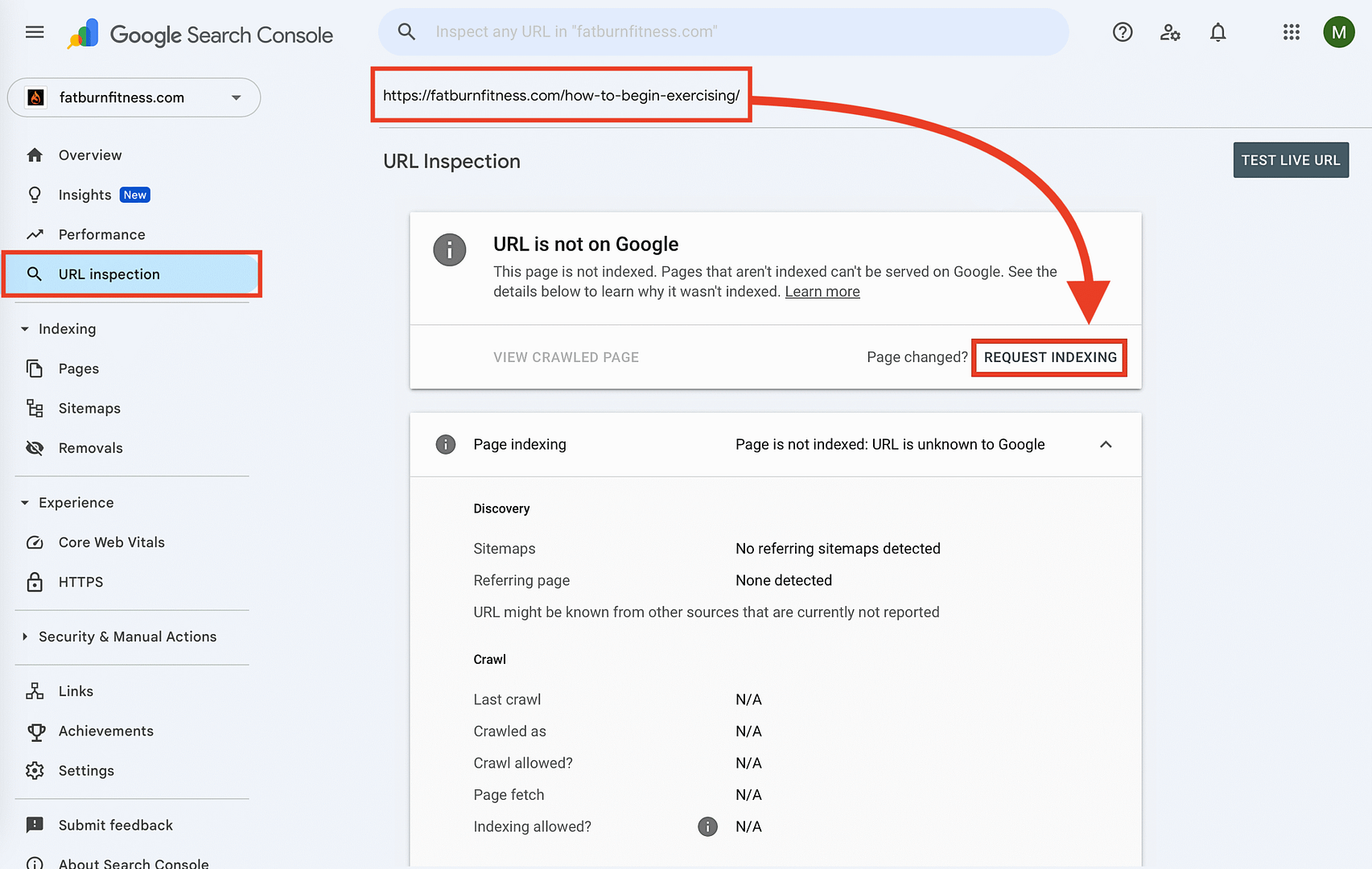 google search console submit url