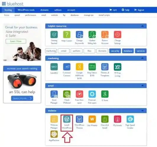 bluehost seo tools start